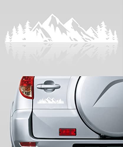 Flaconi Stickers Voiture,Autocollants Voiture,Autocollant Van,Autocollant de Voiture,Montagnes Autocollants Voiture,Graphique Autocollants Kit pour Voiture Caravane Remorque Camping(Blanc)