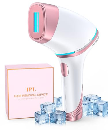 Epilatore Luce Pulsata Con Ghiaccio 5℃, Luce Pulsata Laser 21J Con 3 Teste Magnetiche Intercambiabili, 5 Livelli di Energia Luce Pulsata Illimitati, Perfetto Per Donne,Tutto Il Corpo