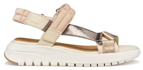 Geox Sandalo da donna D FLEXTRIDE S D Wedge, Papyrus/DK Beige, 35 EU