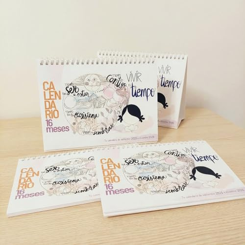 MUXOTE - 4X Calendario Escritorio 16 Meses (Septiembre 2025 a Diciembre 2026) - Mesa y Sobremesa - Motivacional en Español -【+2 BONUS Extra】- Espacio para Anotar ¡QUE REGALO! (4X Calendario 16Meses)