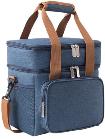 LSNNMU Borsa Da Pranzo Borsa for il pranzo a tracolla a doppio strato di grande capacità for ghiaccio all'aperto for con isolamento termico for picnic e bevande(Blue)