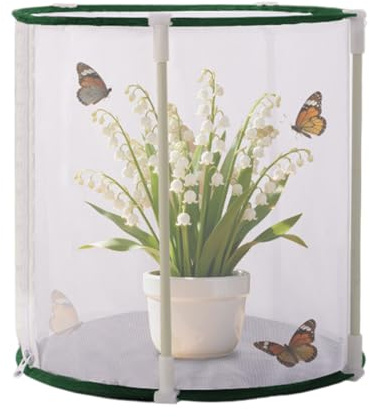 Jingyash Caterpillar Habitat - Heavy Duty Zippered Clear Mesh Outdoor Cage | Caterpillar Butterfly Growing House,for Garden Yard Farm Patio Balcony
