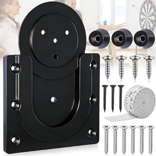 WiDream Kit para Colgar Diana de Dardos Soportes de Pared de plástico duraderos, con 1 Cinta Métrica, Soportes Colgantes en Forma de U Ganchos para Dardos, Soporte para Diana Colgante Profesional