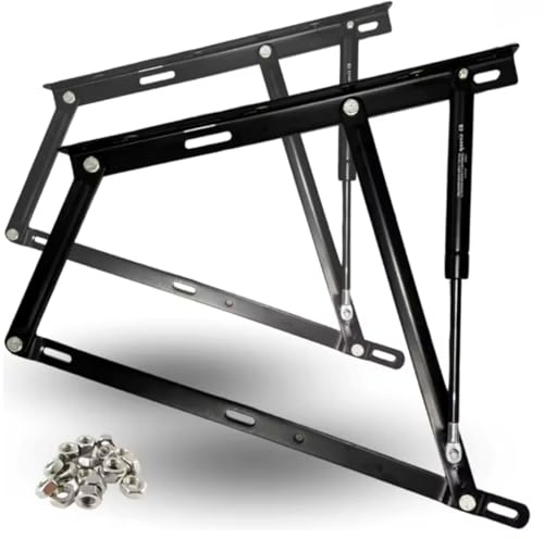 Bisagra Elevable con Pistón de Gas para Canapé Abatible, 150-1800N, Herraje Reforzado, Sistema Hidráulico Resistente, Amortiguador para Cama con Arcón (1250N)