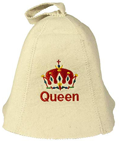 Bastuhatt med broderi QUEEN av filt (filtmössa, bastumössa)