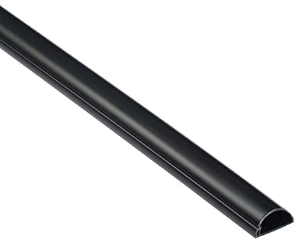 D-Line trunkledning för kabel, halvrund kabelkåpa, målningsbar, självhäftande, döljer tv-kablar, kabelhantering - 20 (B) x 10 (H) mm x 1 meter längd - svart