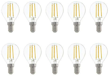 WULUN 10 Pezzo E14 4W Lampade LED, Edison G45 Mini Globe Lamp, Vetro Chiaro, 3000K Bianco Caldo, 400 LM, Non Dimmable, Corrisponde 40W lampadina, AC 220-240V (Bianco Caldo, E14)