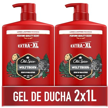 Old Spice Wolfthorn Gel Y Champú Para Hombres, 3 En 1 2x1000ml