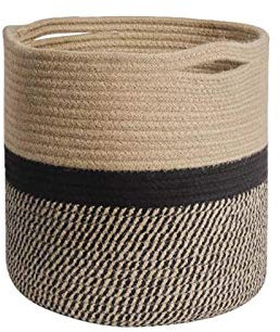 Cesta de Almacenamiento Tejida de Algodón, 20 x 20 cm, 25 x 25 cm, 30 x 30 cm, Cesta Natural Tejida, Cuerda Algodón, Cestas Colgantes, para Armario, Espacio, Courti