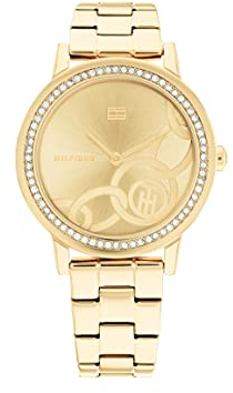 Tommy Hilfiger Analog Quarzuhr für Damen mit Gelbgoldfarbenes Edelstahlarmband - 1782437
