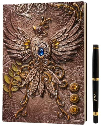 D&D Notizbuch – RPG Journal/Notebook mit 3D Rosa Phönix Motiv im Kunstledereinband mit Stift. Notizbuch für Rollenspiele/Pen & Paper/DND Zubehör Fantasy-Geschenk Dungeons & Dragons Dungeon Master