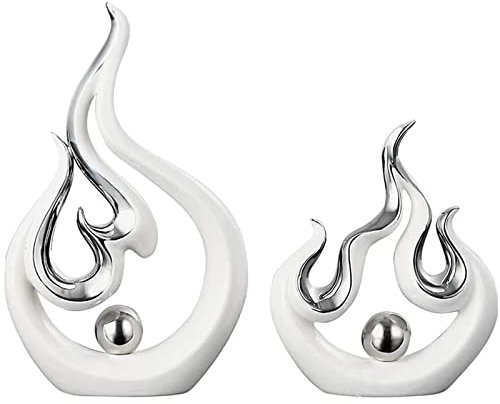 LGYKUMEG Modern Minimalistische Abstrakte Skulptur Deko Keramik Dekoration Für Wohnzimmer Wohnung Büro Fensterbrett Schlafzimmer Tischdekoration Geschenk Statuen Und Skulpturen,Weiß,2pcs