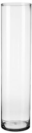 LOLAhome - Jarrón Cilíndrico de Cristal Transparente Decorativo de Diseño Redondo de Ø 15x80 cm, Resistente y Elegante, para Decoración de Interiores, arreglos Florales, Centros de Mesa