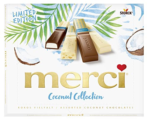 merci Finest Selection Coconut Collection – 1 x 250 g – Erlesene Schokoladen-Spezialitäten mit Kokos – Gefüllte Pralinen in Limited Edition