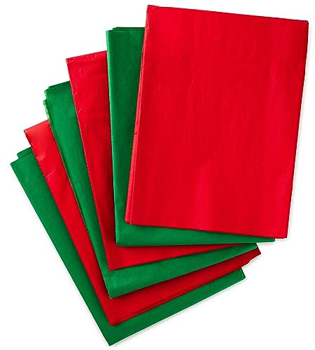 Hallmark Bulk Tissue Paper for Gift Bags, 100 Sheets (Red and Green)