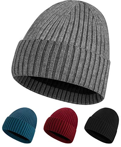 KELOYI Mütze Damen Winter Wintermütze Herren Beanie Männer Grau Warme Strickmütze Herrenmütze Frauen Mützen Jersey Strick Laufmützen Strickmützen Dünn