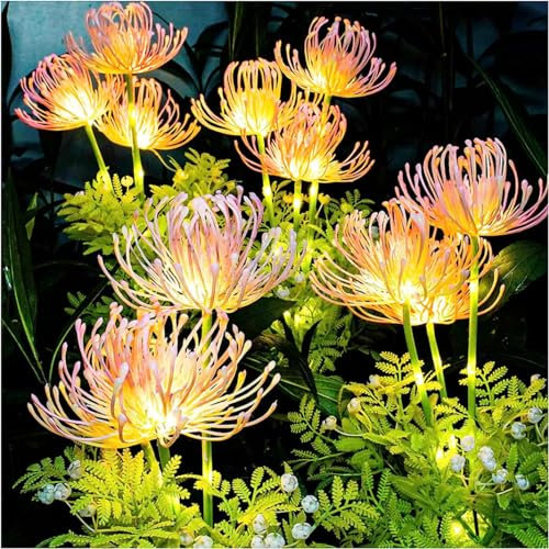 Redefun Luci solari da giardino, luci solari con fiori e steli luminosi, pannello solare aggiornato, luci solari per esterni per decorazione del giardino, decorazione da cortile e regalo per la mamma