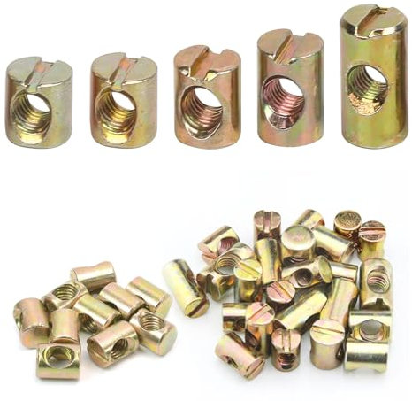 Forhandy 50 tornillos de tuerca transversal M6, tuerca cilíndrica de acero al carbono, barril, tuercas de barril, 11 mm, 12 mm, 13 mm, 15 mm, 20 mm, tuercas cilíndricas ranuradas para cunas, sillas,