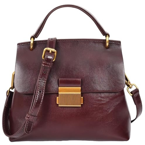 Womens Real Leather Handbag Small Cross Body Shoulder Bag Gabriella (Brown)