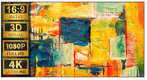 XOBRJQZ 84 Inch Fixed Frame Projector Screen, Diagonal 16:9 Format Projection Screen, 8K 4K Ultra HD 3D Wall Mount Projector Screen for Home Theater or Office