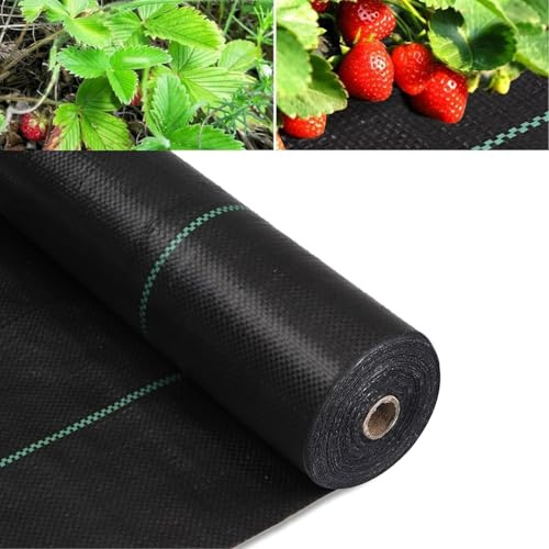 MLZPU Toiles de Paillage 2m x 50m, Geotextile, Toile Anti Mauvaises Herbes Jardin, Bache Noire Agricole, Barriere Anti Racine, Contre Les Mauvaises Herbes, Tissu Perméable à l'eau et l'air, Anti-UV