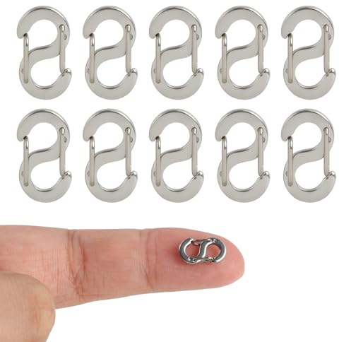 10 Stück Karabinerverschluss mit Doppelter Öffnung, Halsketten Armbandverkürzer, Metallverschlüsse für Schmuckherstellung, Mini Karabiner Verschlüsse für Armbänder und Halsketten DIY Projekte