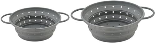 Set 2 Colini Pieghevoli in Silicone per Cucina,Scolapasta Estensibile con Manico -Cestino Lavaggio Verdure/Frutta,BPA Free,33.4cm & 28cm, Antiscivolo