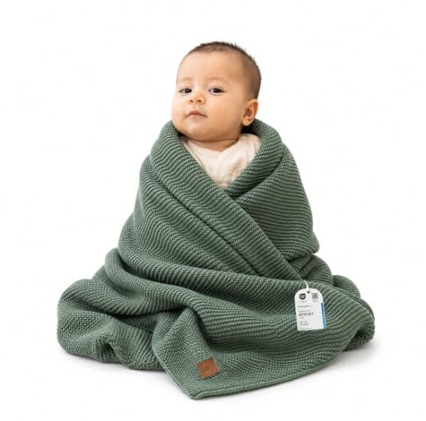 Little Dedi Alina Baby Soft Knitted Blanket, 30 x 40 in, Green, Soft and Breathable, Oeko-Tex Certified, Lightweight and Cuddly, Perfect for Newborns, Toddlers, Cot, Pram