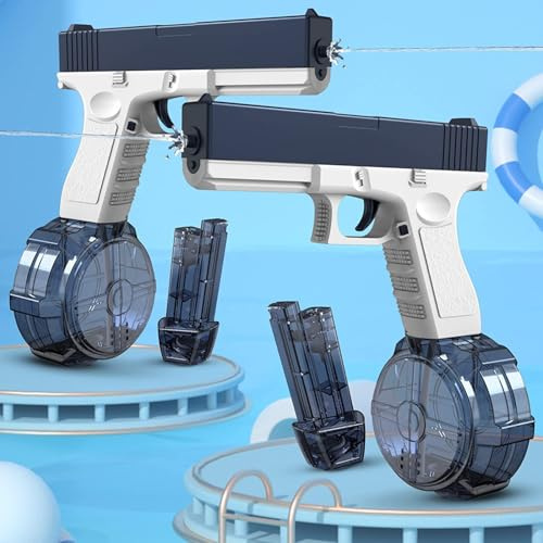 Wasserpistole Elektrisch 2PCS, Automatische Splasher Elektrische Wasserpistole für Kinder und Erwachsene, Aqua Powered Water Gun Blaster wasserpistolen 434CC+ 58CC Kapazität Sommer Spielzeug