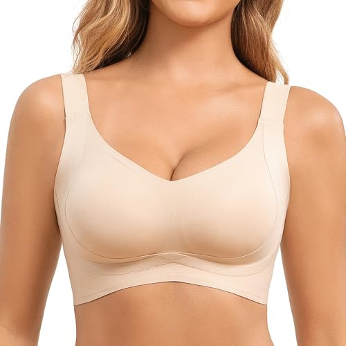 Fittingirls Sujetadores para Mujeres Zero Feel Bliss, Sin Aro Sin Armadura Push-up, Tirantes Anchos Ajustables Elásticos, Suave Transpirable Efecto Invisible, Cobertura Total con Buen Soporte