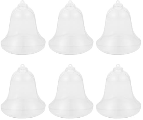 Jecompris 6 PièCes BoîTes À Bonbons Transparentes en Forme De Cloche DéCorations De Sapin De NoëL Suspendues Remplissables en Plastique pour FêTes Mariage