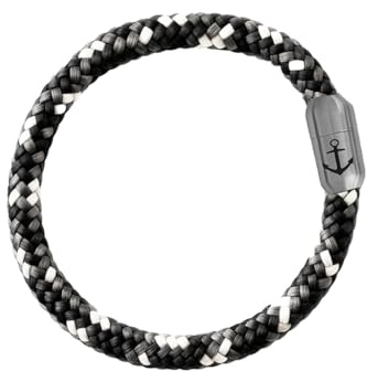 Paris Montana Original ankare gravyr segelrep armband, 8 mm Ø, flätad, magnetisk stängning, 21 Cm, Segelrep, Ingen
