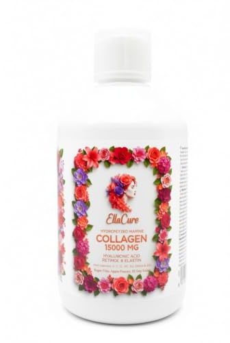 Colágeno Marino Hidrolizado 15000 mg + Ácido Hialurónico + Retinol + Elastina + Vitamina C Alta Biodisponibilidad Piel Más Firme Radiante Cabello y Articulaciones Saludables Retrasa el Envejecimiento