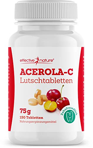 Acerola Lutschtabletten - 150 Acerola Vitamin C Tabletten für ca. 50 Tage - Natürliches Vitamin C hochdosiert - Acerola Tabletten mit 180 mg Vitamin C