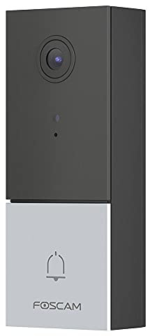Foscam VD1 4 MP Dual Band WLAN Videotürklingel mit Weitwinkelobjektiv, Zwei-Wege-Audio, kompatibel mit Alexa und Google Assistant, Wetterfest, Nachtsicht, Flexible Montage, Grau