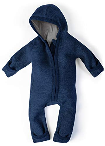 Ehrenkind® WALKOVERALL | Baby Wollwalk-Overalls aus Merino Schurwolle mit Reißverschluss | Walk Wolle Woll-Anzug für Kleinkind und Baby | Blau Gr. 86-92