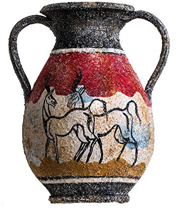 Antiguo Griego Minoico Ánfora Capra Aegagrus Florero De Cerámica Hecho A Mano Pequeño