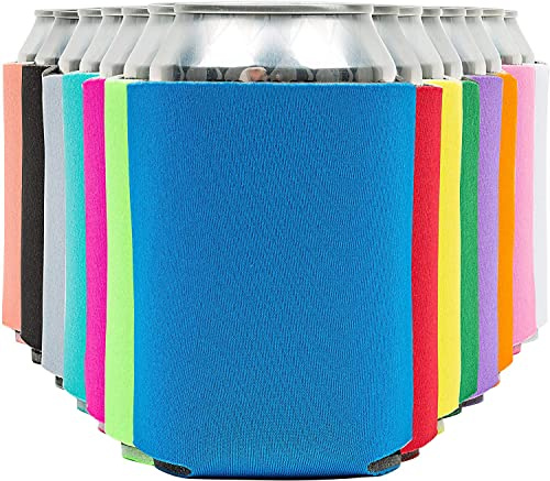 Fundas enfriadoras de latas de cerveza en blanco (paquete de 14) mangas enfriadoras de latas de cerveza con aislamiento suave – Fundas lisas para latas de soda, cerveza y botellas de agua – Blancos
