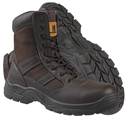 Maxsteel Mens Leather Lightweight Army Military Patrol Combat Work Zip/Lace Up Boots Cadet Security Tactical Shoes Sizes