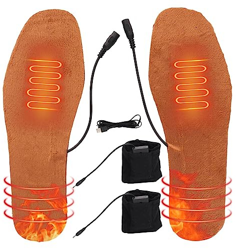 Semelles chauffantes électriques | Coussin chauffant électrique rechargeable | Taille découpable 36-39/39-44 - Chauffe-pieds lavables, semelles chauffantes pour l'hiver, le camping, le ski, la