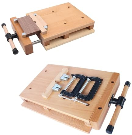 WORDFUN Établi Portable, Établi De Menuiserie Domestique, L'étau du Menuisier Étau À Bois, Ajustable Établi en Bois Dur, 4 Limit Blocks, 2 G-Clamps, pour Le Travail du Bois.