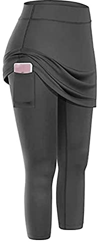 Générique Legging de Sport Femme avec Jupe Taille Haute avec Poches Sport pour Femmes Fitness Élastiques Ventre Plat Push Up Fesse Jogging Femmes Legging De Yoga Confortable Et Respirant
