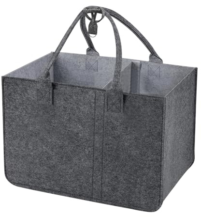 Faltbare Filz-Einkaufstasche mit Schlüsselring, 29x19x18,5 cm, für Reisen, Picknick, Einkaufen