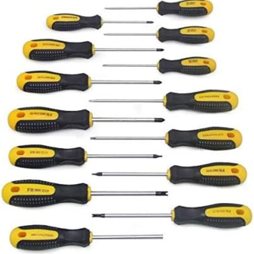 YULIN SUN Juego de Destornilladores Magnéticos, 14 Piezas Destornillador de Acero Cromo Vanadio Incluido 5 Triángulo, 4 Tipo Y, 4 Tipo U y 1 Cabeza cruzada interna