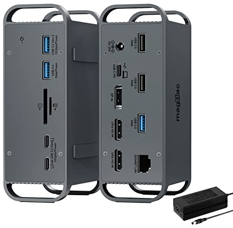 USB C Docking Station Dual Monitor 2 HDMI, Laptop Docking Station Triple Display mit netzteil, 3 Displayport, Ethernet, 3 USB3.2 GEN 2 Ports, SD/TF Slots, for Dell/HP/Lenovo/Type C Windows Laptops