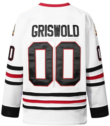 Fonxon Herren Eishockeytrikot #00 X-Mas Movie Hockey Jersey Genähte Buchstaben Zahlen für Ihn Ehemann Vater Größe S-XXXL, Weiss/opulenter Garten, Klein