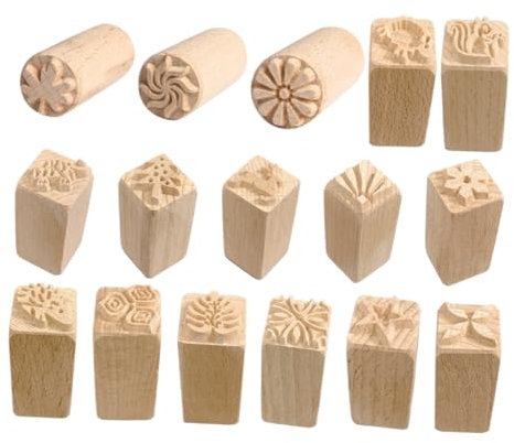 SHINEOFI 16 Timbri in Legno per Dolci Timbri per Dolci per Biscotti E - Timbri per Torte di per Argilla Album di Ritagli Creazione di Biglietti E Artigianato