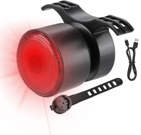 Lpoppcx Luz Trasera para Bicicleta Recargable - Piloto Trasero LED con Sensor De Frenado - Impermeable Recargable con Sensor para Rutas Aventura, Noche y Seguridad en Movilidad Urbana y Carretera