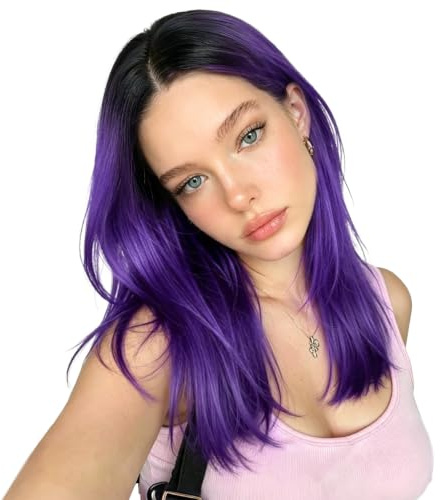 WIGNEE Perruque Bob Ombré Violet Femme Quotidien Cosplay Halloween