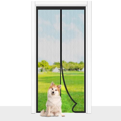 Magnetic Fly Screen Door, Cloudgree Fly Insect Screen Door Screen Mesh Curtain with Powerful Magnets and Full Frame Hook&Loop, Insect Protection Door No Gap, Keep Bugs Out Lets Fresh Air in(120x220cm)